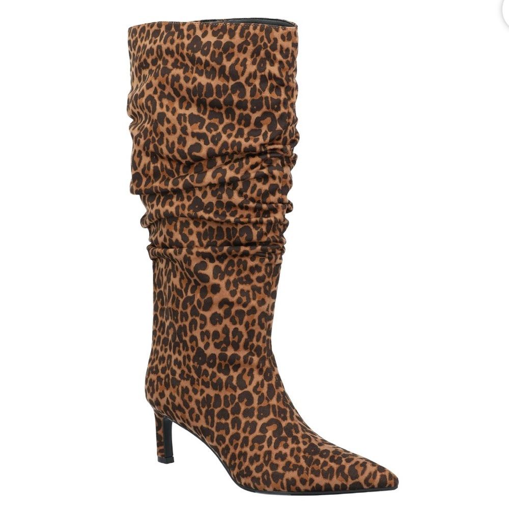 💜Time and Tru Women's Faux Suede Slouch Boots with Kitten Heels Size:8
